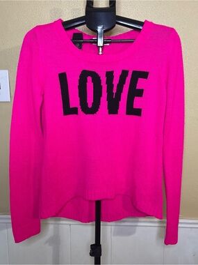 lei Hot Pink Knit Sweater with Black LOVE Script
